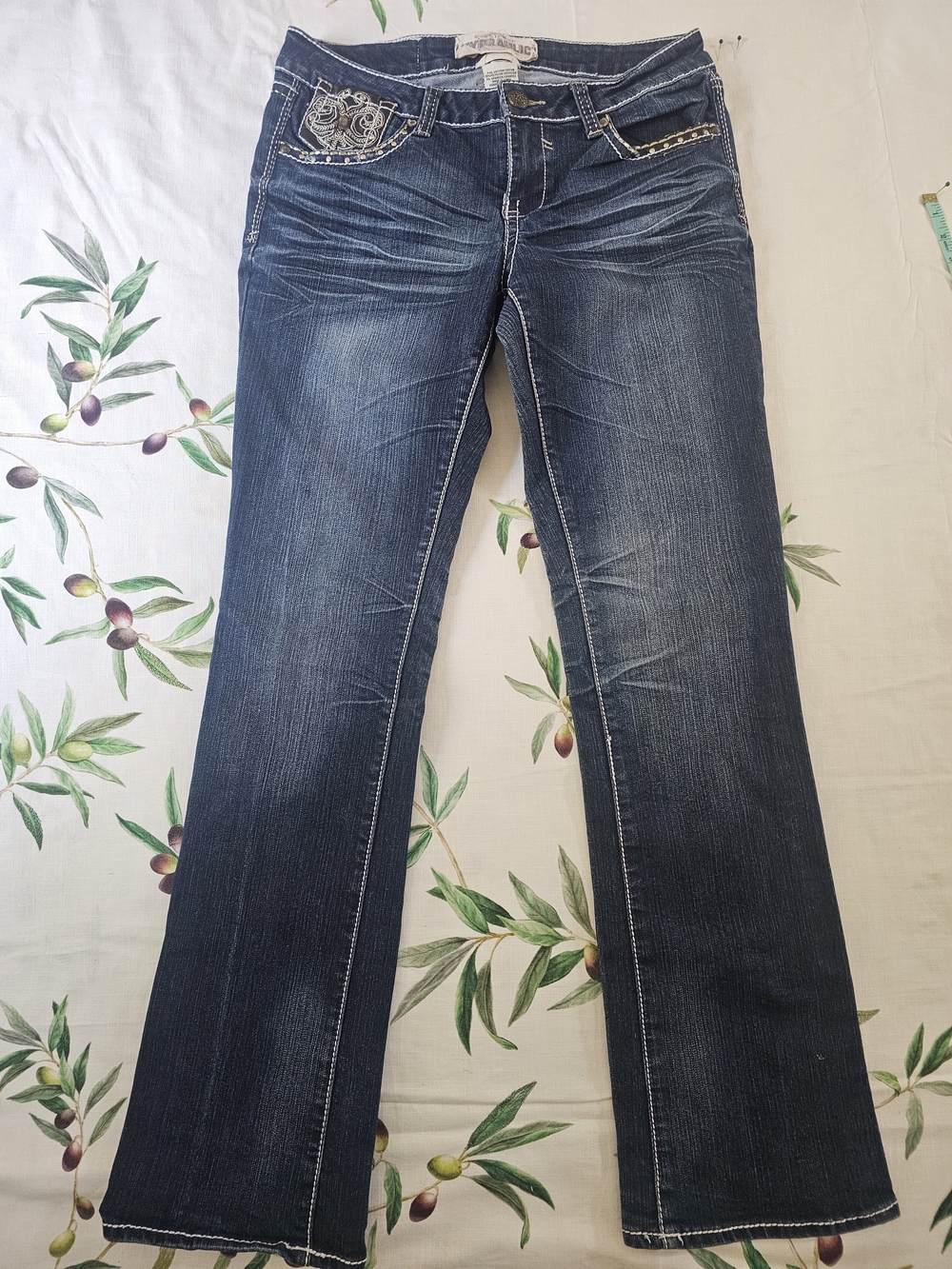 Western-inspired Hydraulic bootcut Embroidred Sz 12